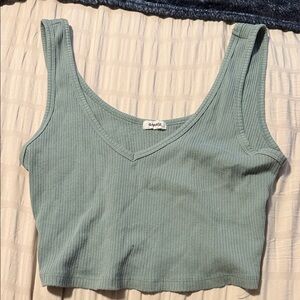 Garage Sage Green Ribbed Crop Top